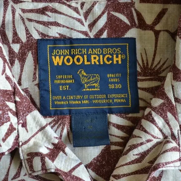 Woolrich Tropical Hawaiian Short Sleeve Button Down Shirt Size M - Picture 3 of 4